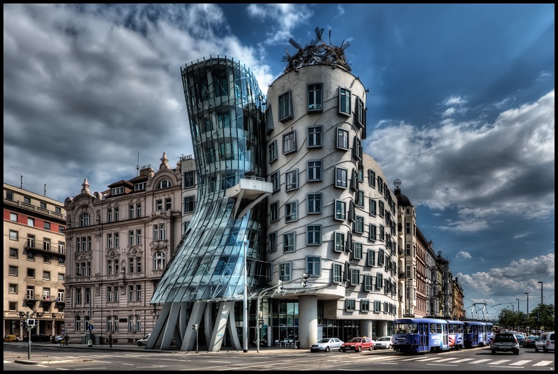 View of the imposing and original Dancing House